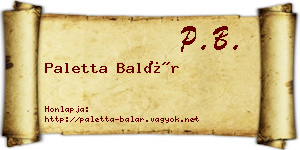 Paletta Balár névjegykártya